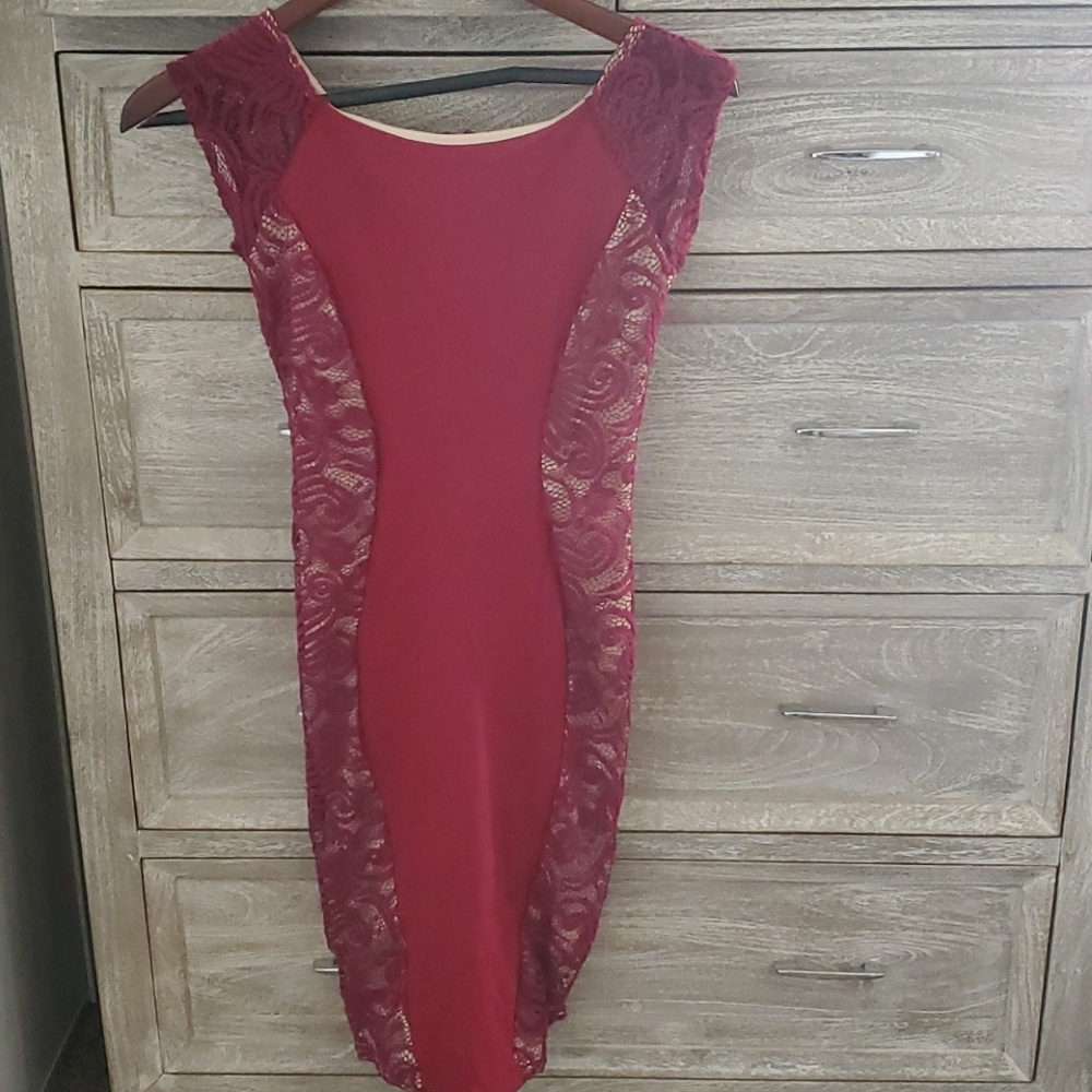 Red Lace Fitted Dress